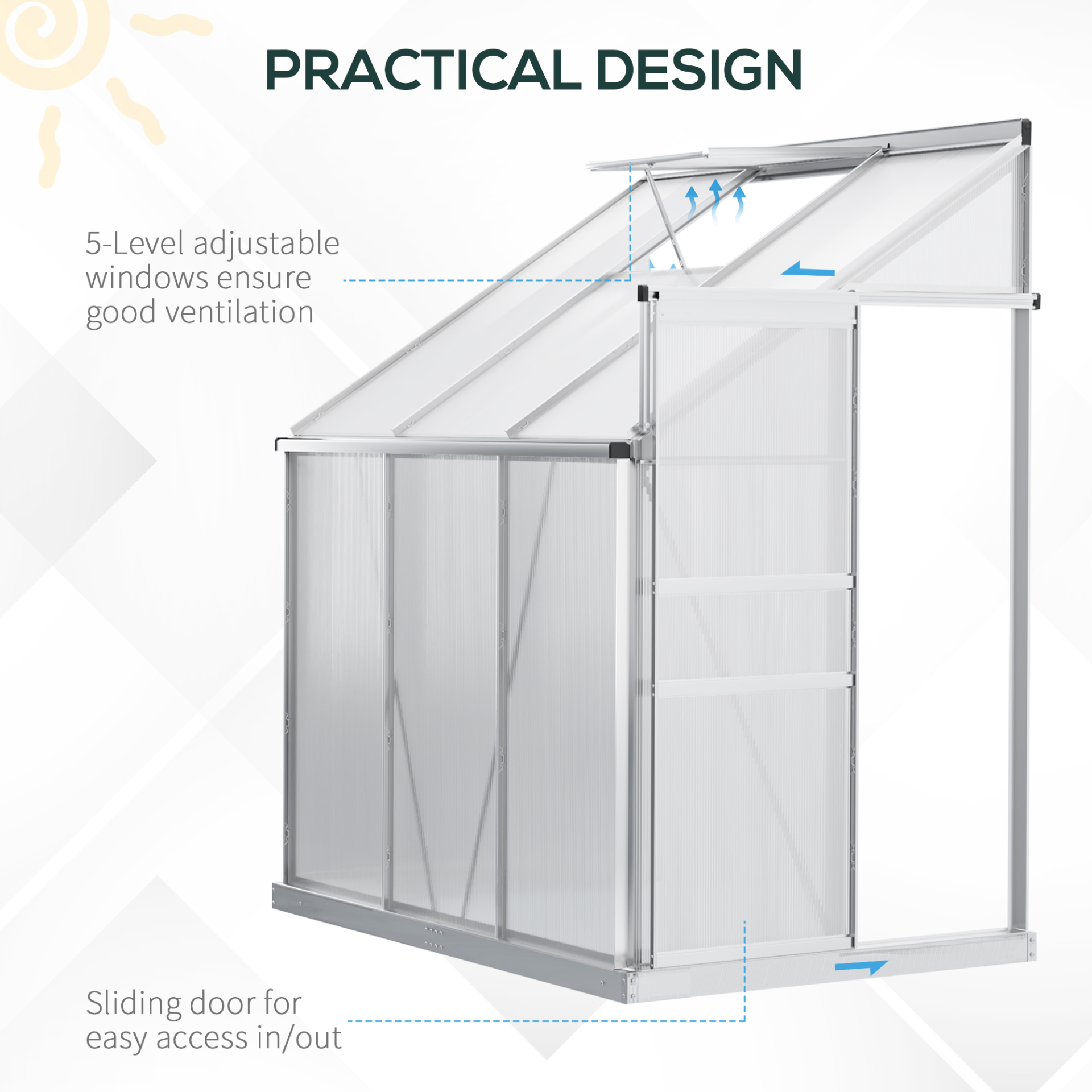 Aluminium Walk-in Garden Greenhouse 6 x 4ft