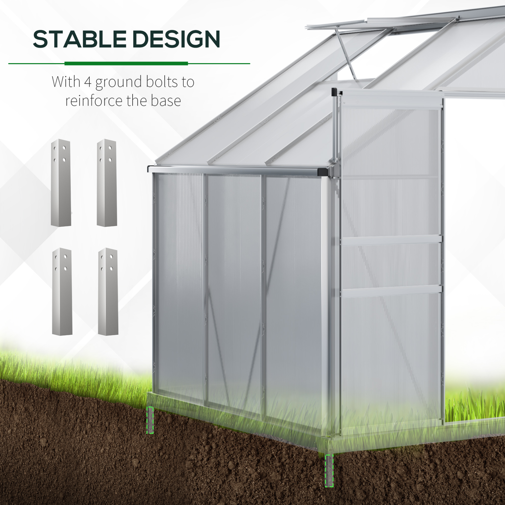 Aluminium Walk-in Garden Greenhouse 6 x 4ft