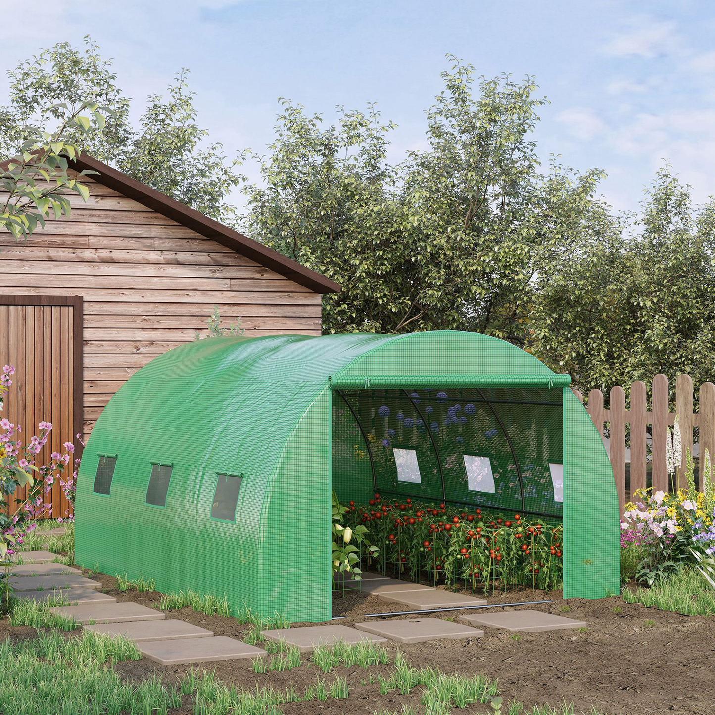 Walk in Polytunnel Greenhouse with Windows and Doors (4 x 3M)