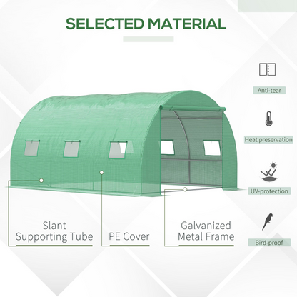 Walk in Polytunnel Greenhouse with Windows and Doors (4 x 3M)