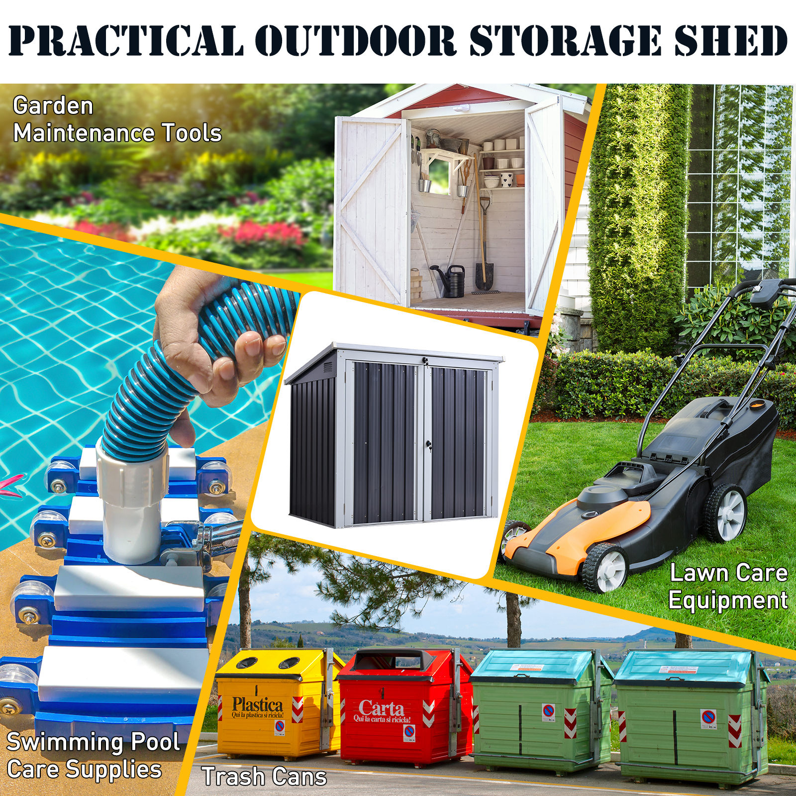 2-Bin Rubbish Storage Shed