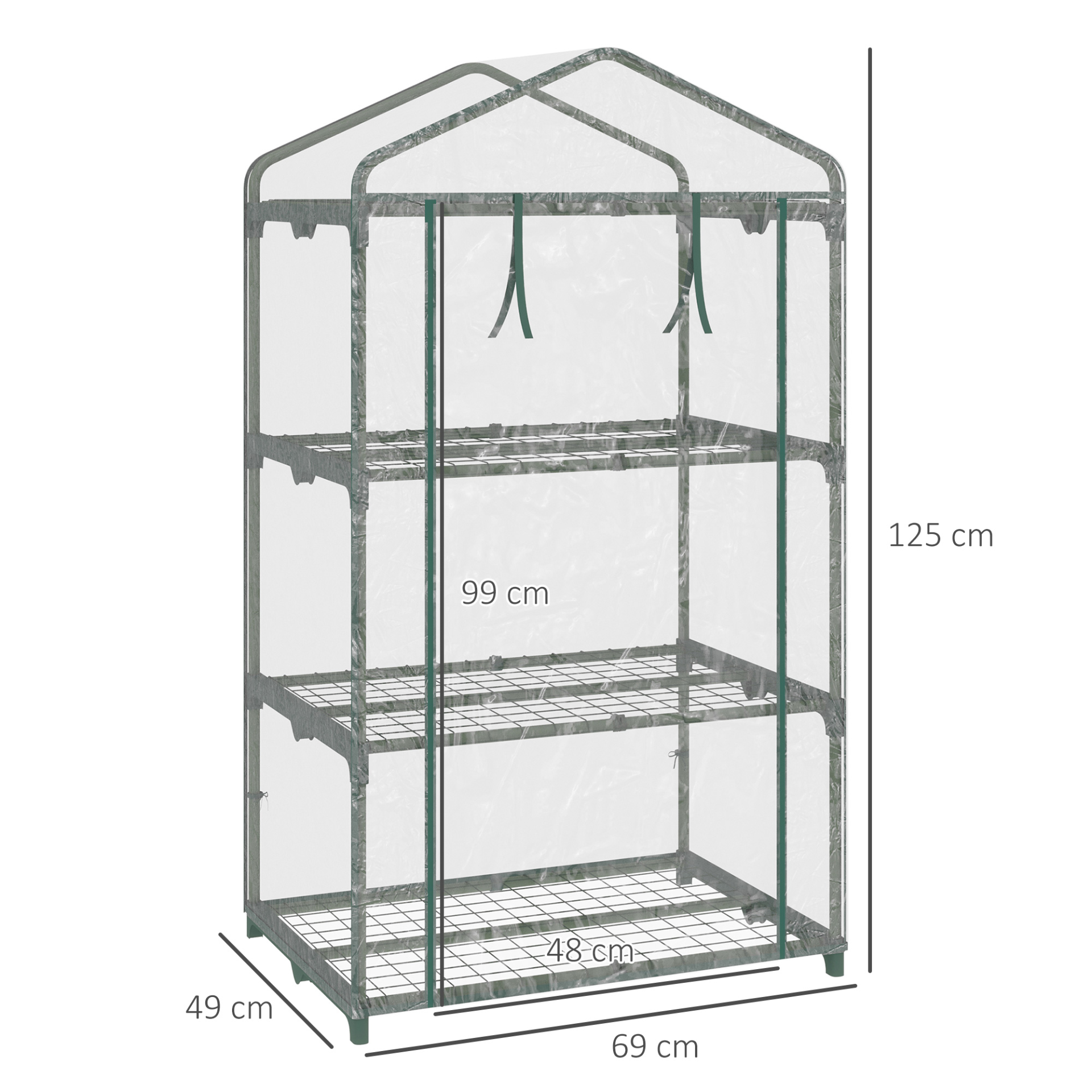 3 Tier Mini Greenhouse 69L x 49W x 125H cm