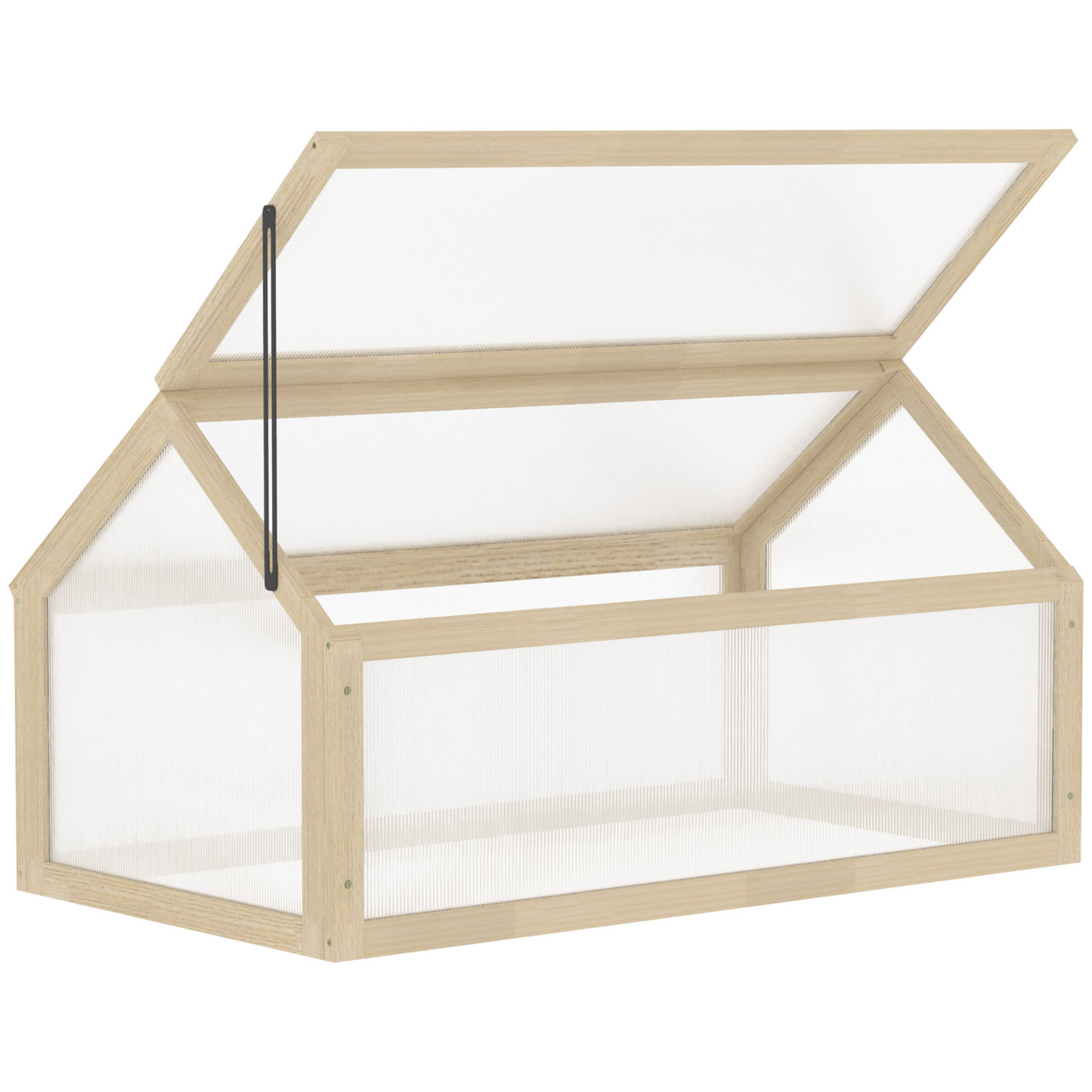 Wooden Polycarbonate Grow House with Openable Top 90 x 52 x 50cm