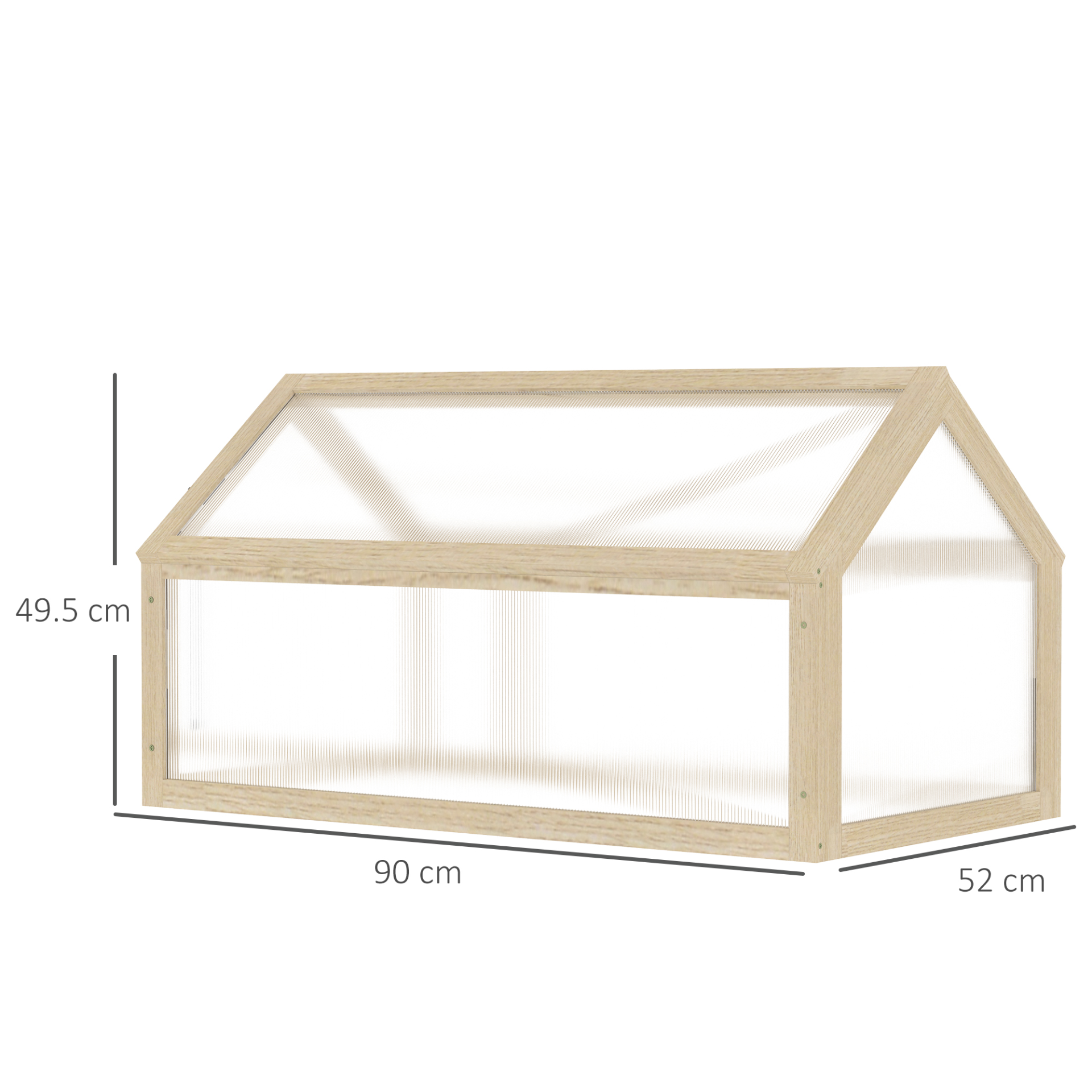 Wooden Polycarbonate Grow House with Openable Top 90 x 52 x 50cm