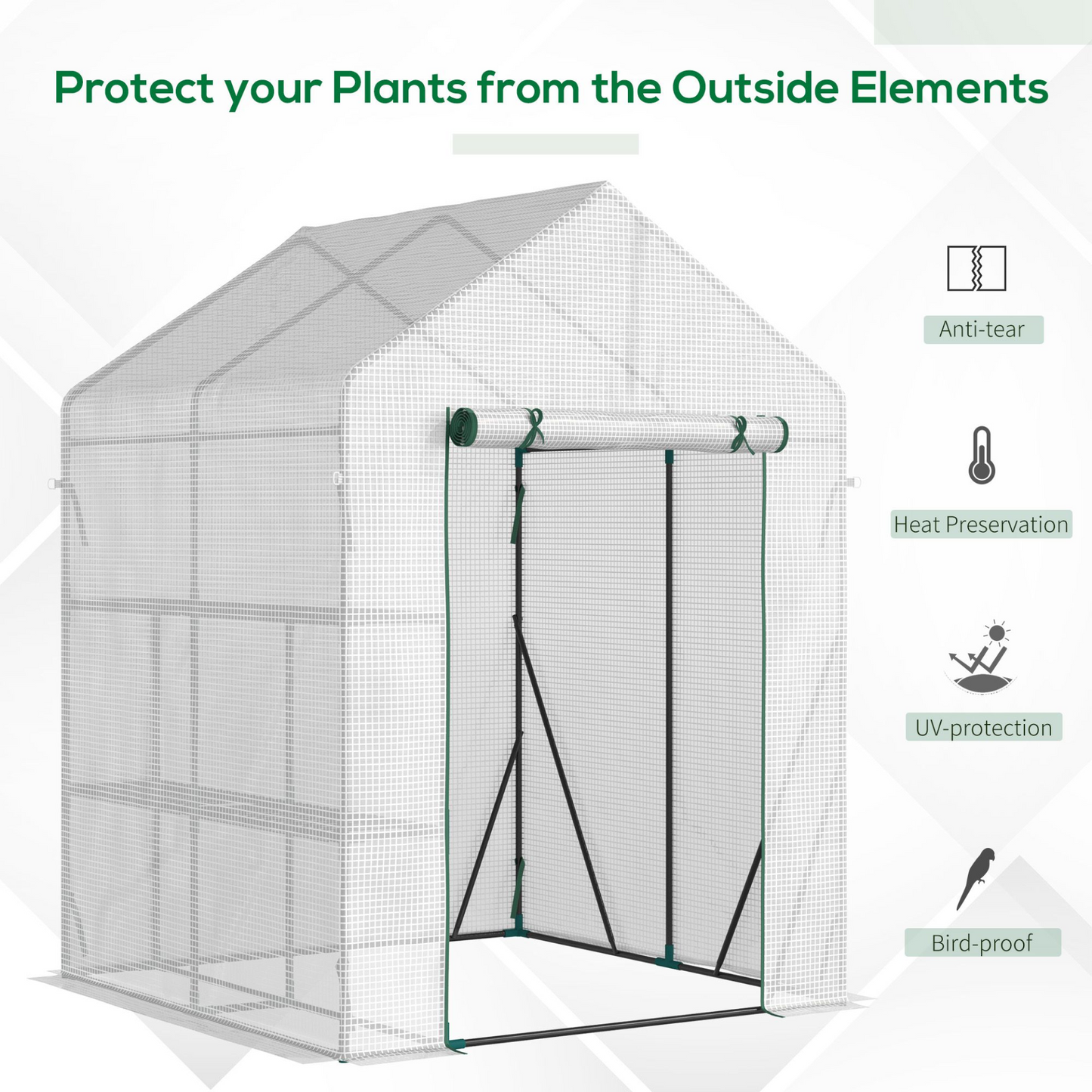 Outsunny Plant Grow House with 2 Tier Shelf