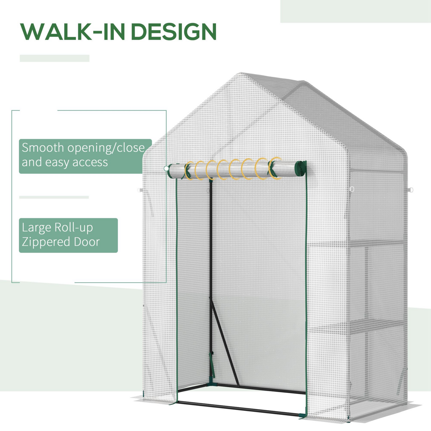 Greenhouse with 2 Tier Shelf 143 x 73 x 195cm