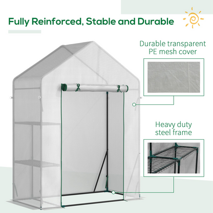 Greenhouse with 2 Tier Shelf 143 x 73 x 195cm