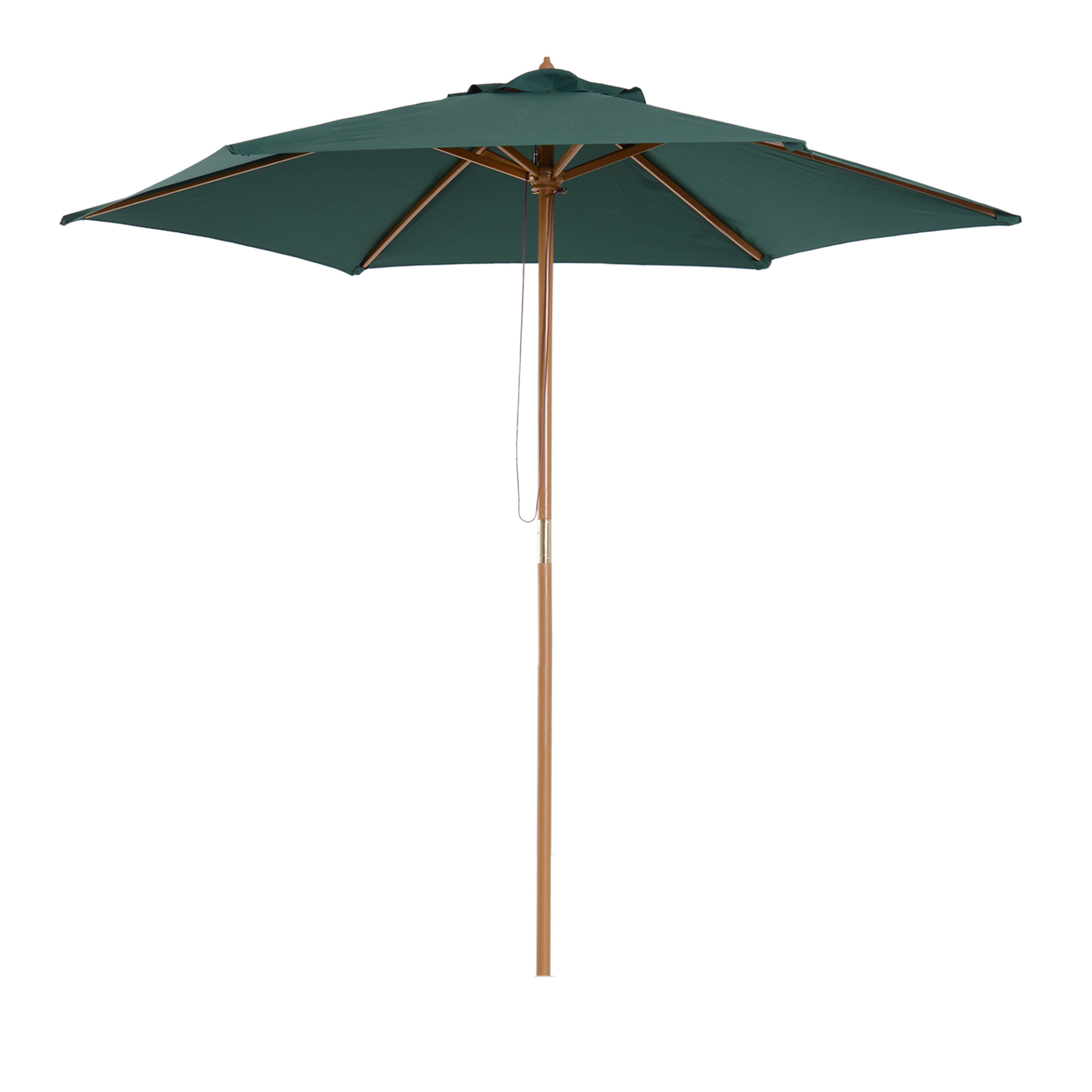 Green 2.5m Wood Garden Parasol