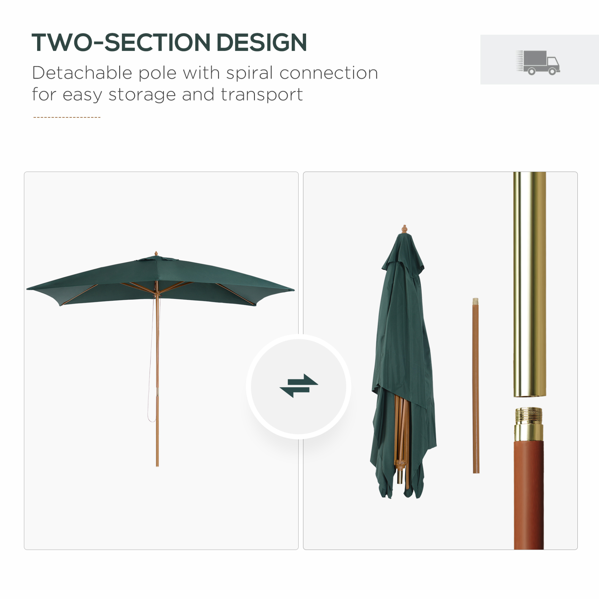 Green Wooden Garden Parasol