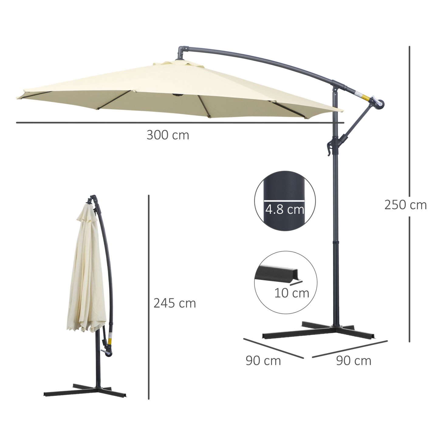 Beige Garden Cantilever Parasol