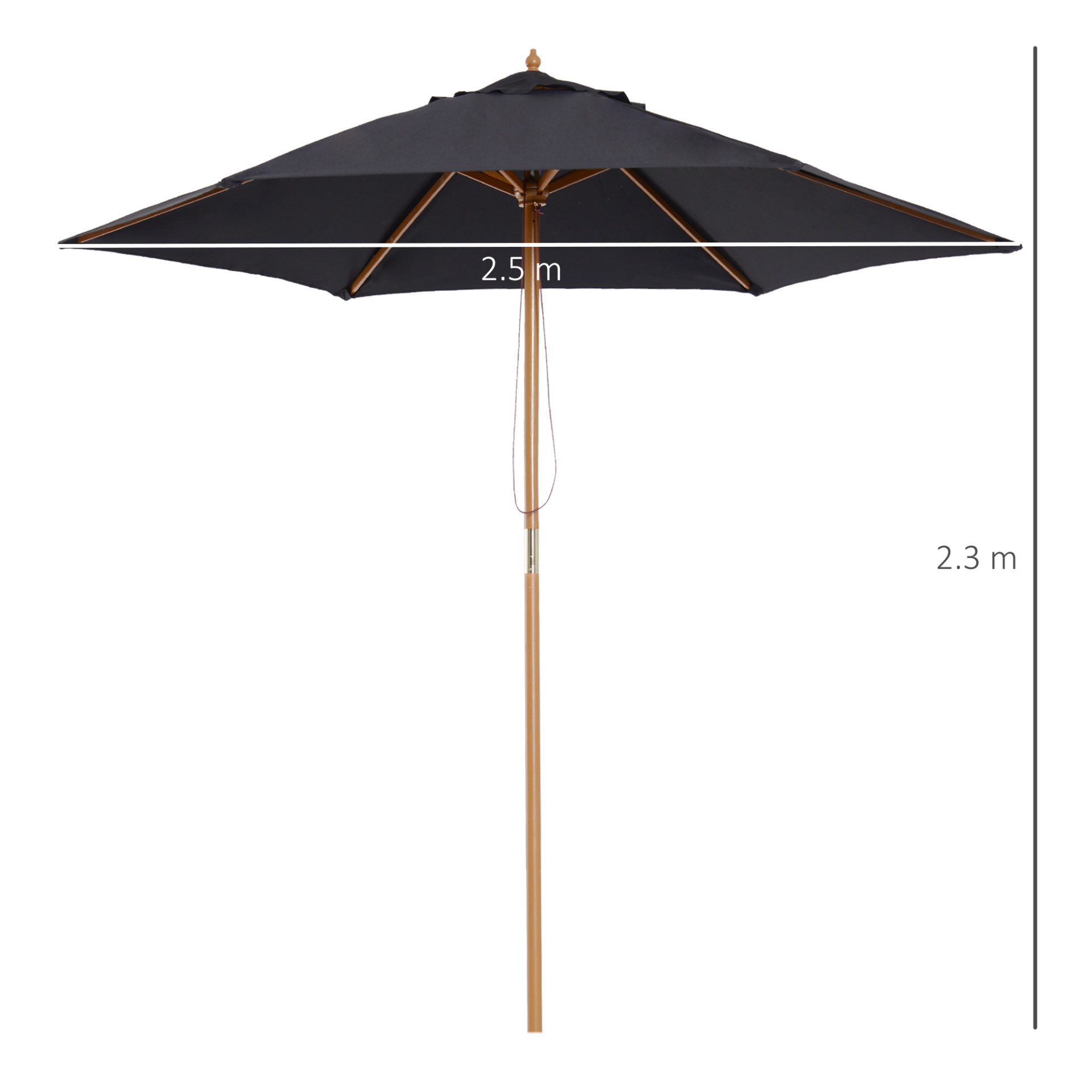 Black Wood Garden Parasol