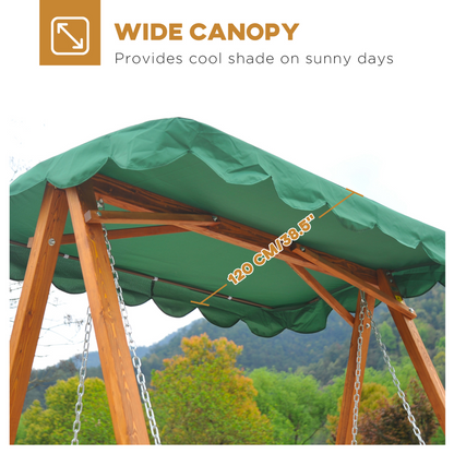 3 Seater Wooden Garden Swing Seat With a Green Roof