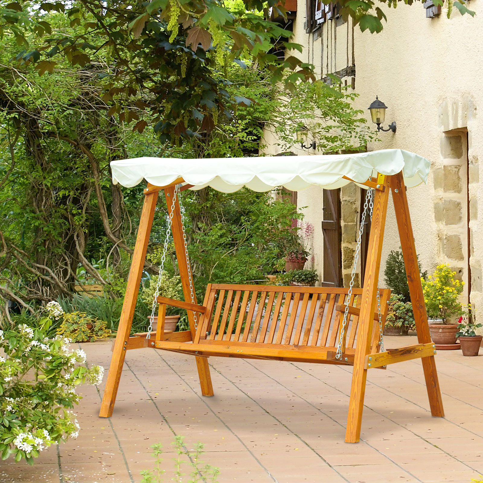 3 Seater Wooden Garden Swing Chair