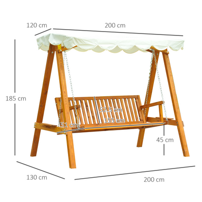 3 Seater Wooden Garden Swing Chair