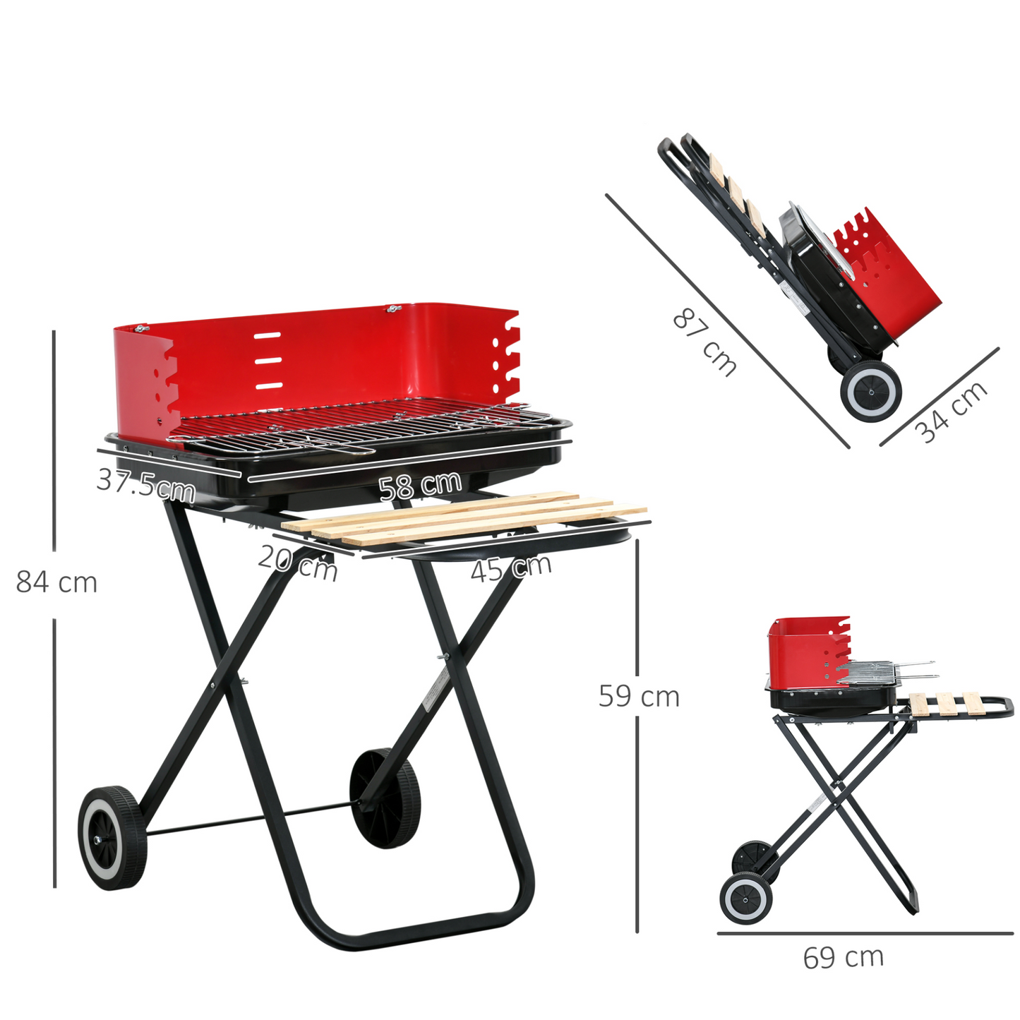 Charcoal Trolley BBQ With Wheels | Jscapes Home and Garden