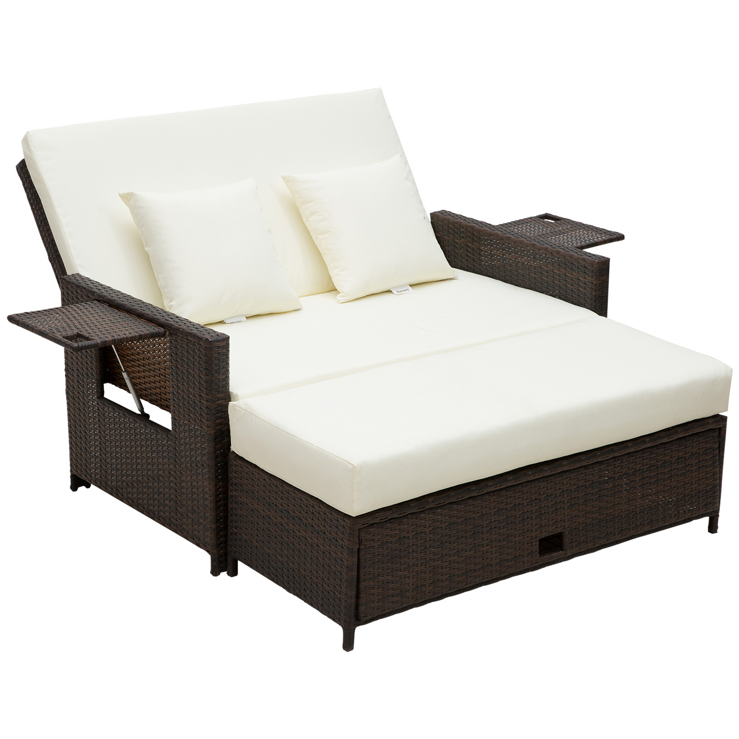  2 Seater Brown Garden Rattan Sun Lounge