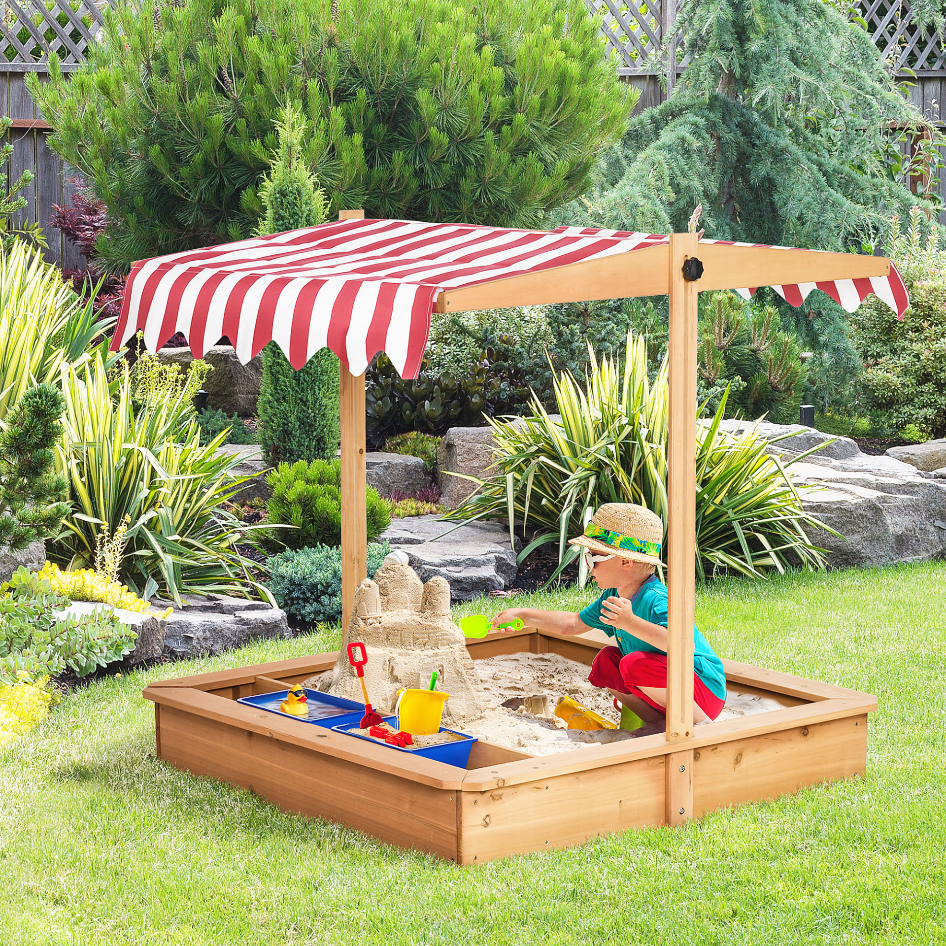 Kids Wooden Sand Pit with Cover