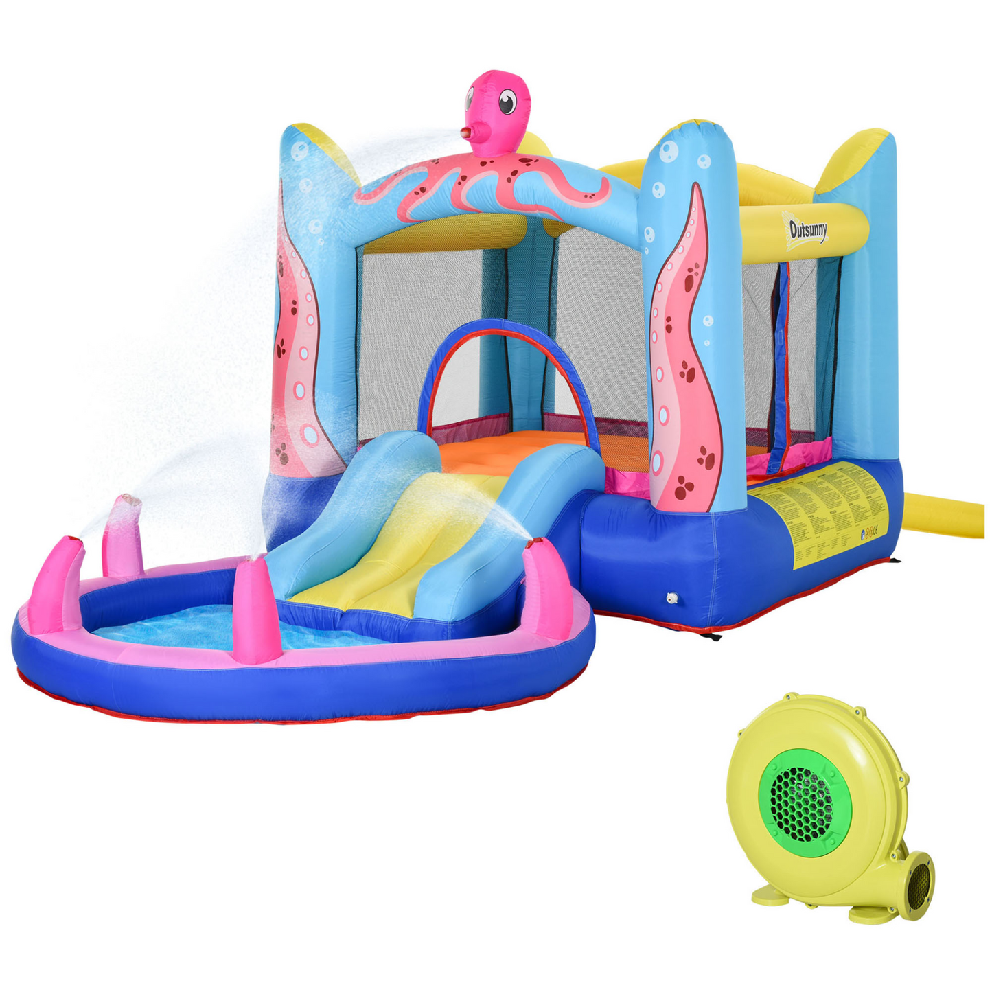 Kids Bounce Castle House Octopus Design 3.6 x 1.75 x 1.8m