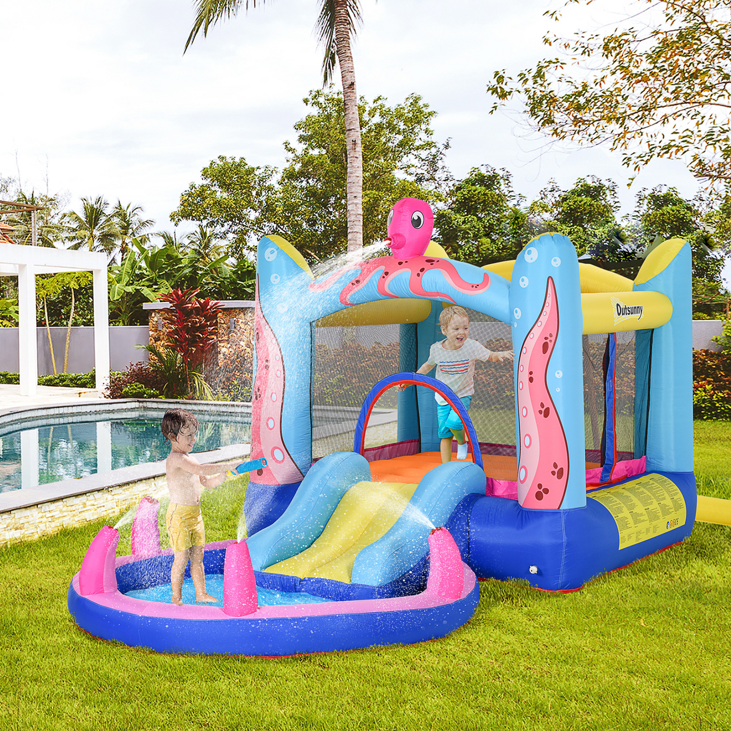 Kids Bounce Castle House Octopus Design 3.6 x 1.75 x 1.8m