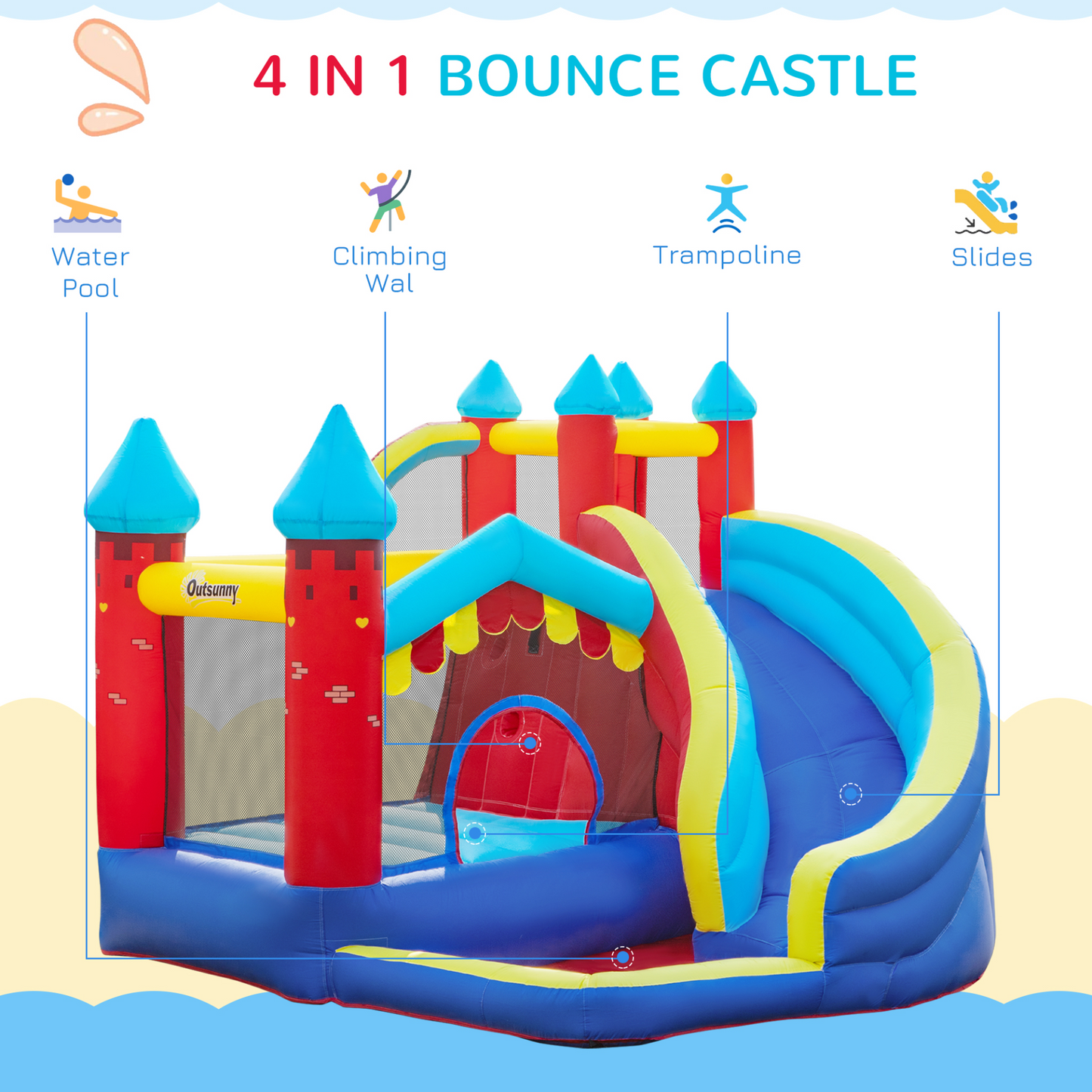 4 in 1 Kids Bouncy Castle with Blower 2.9 x 2.7 x 2.3m