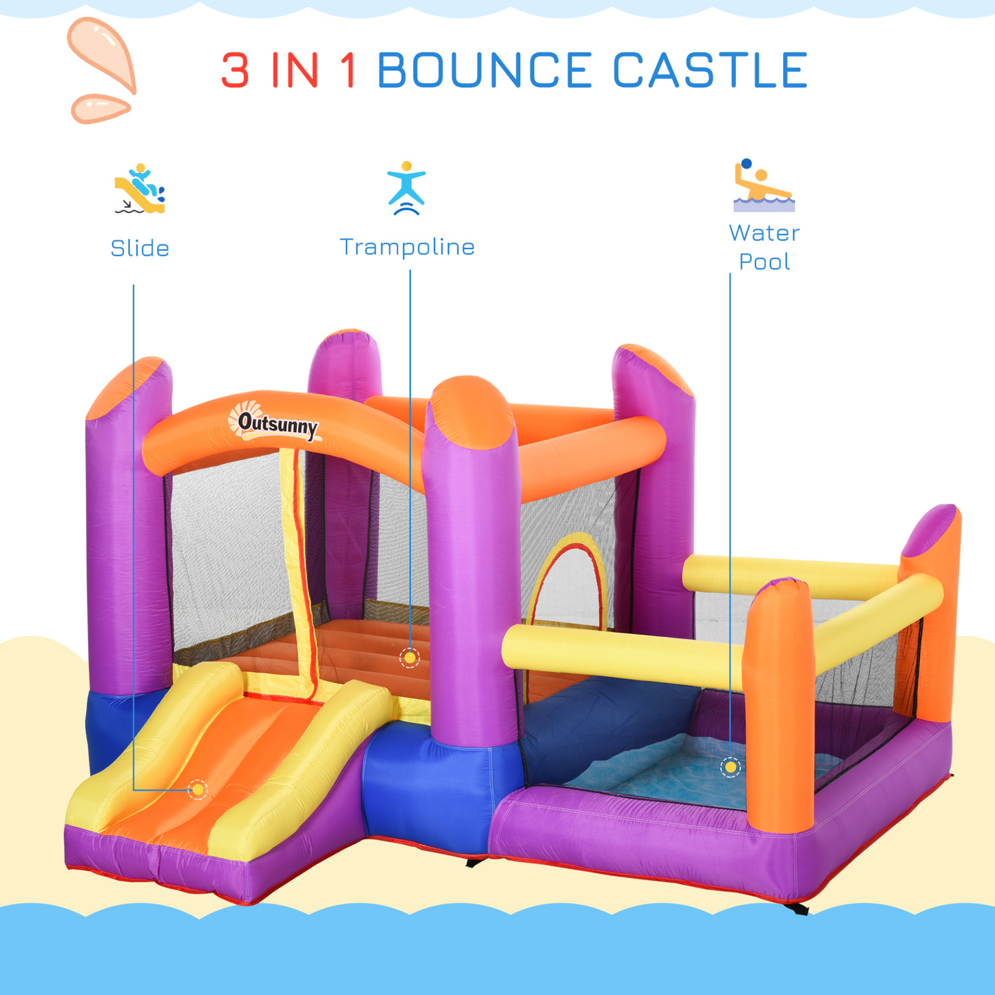 Kids Bounce Castle House Multi-color