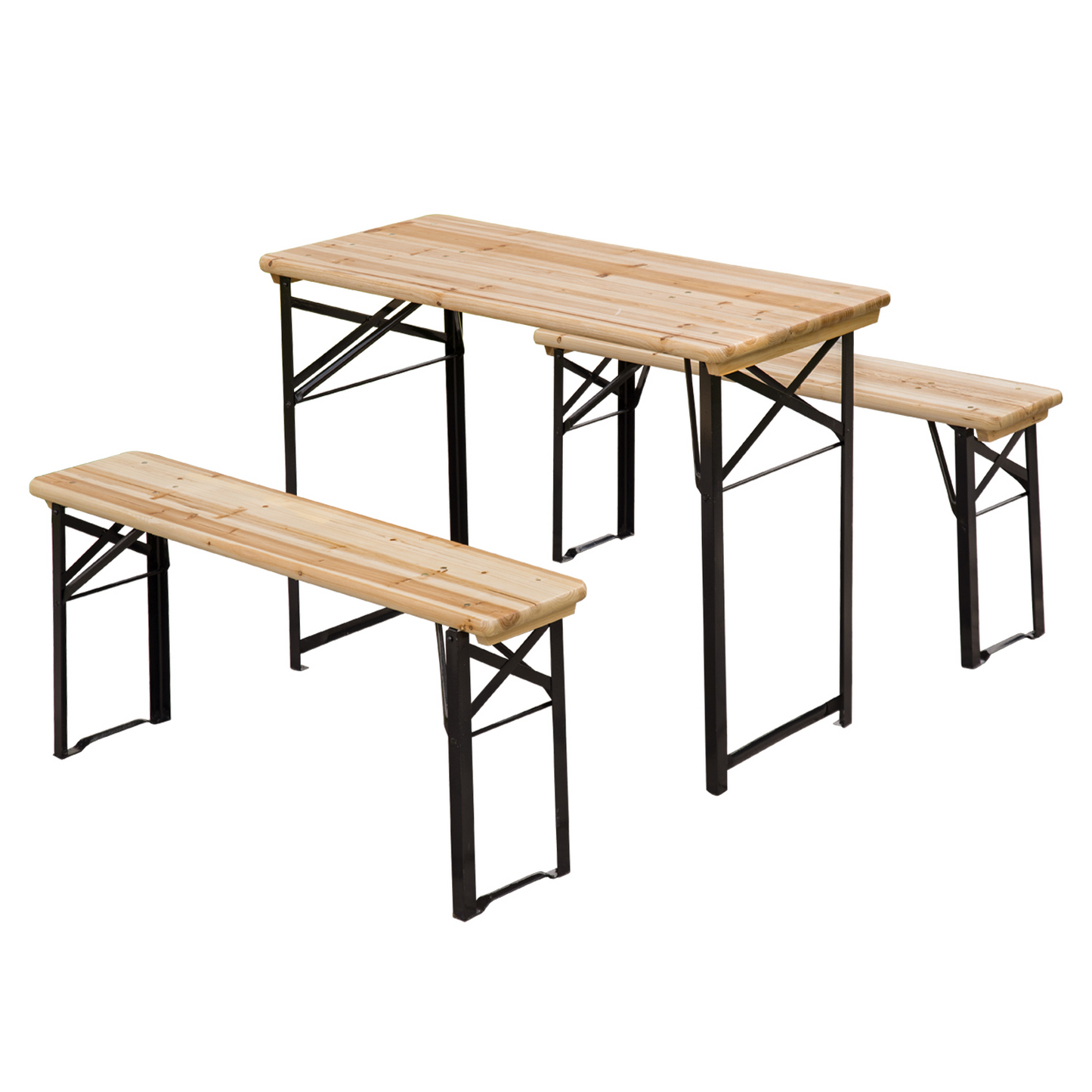 Trestle Beer Table and Bench Set Wood (120cm(L) x 25cm(W) x 46cm(H))