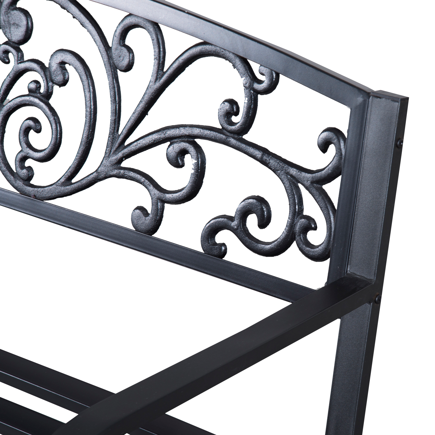 2 Seater Black Metal Garden Bench