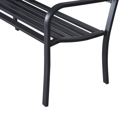 2 Seater Black Metal Garden Bench