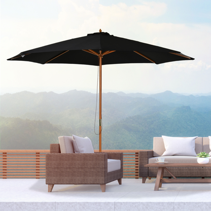 Black Fir Wooden Garden Parasol