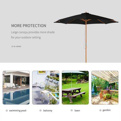 Black Fir Wooden Garden Parasol