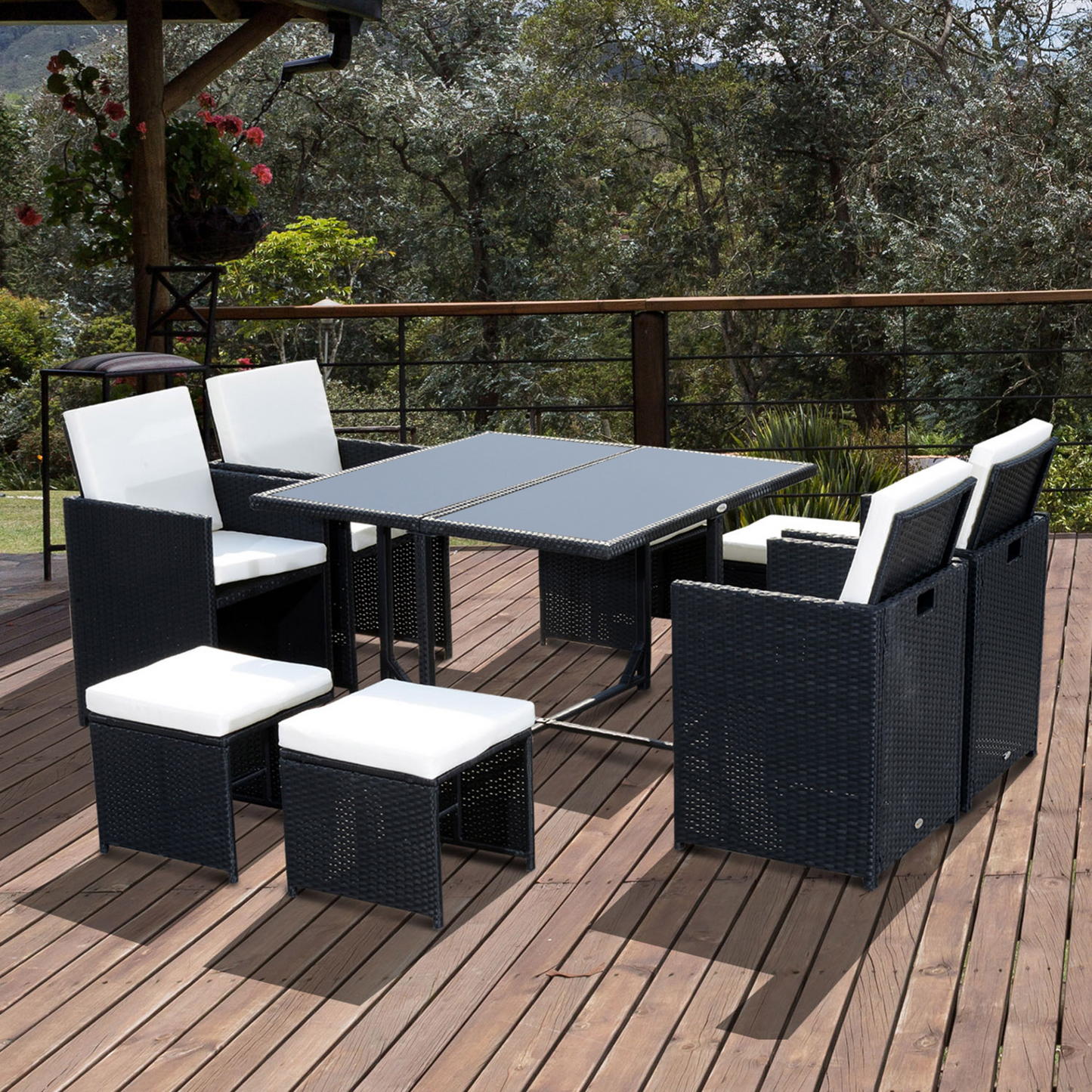 9PC Rattan Garden Dining Table Set