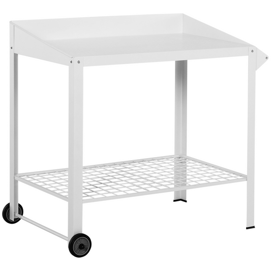 Garden Outdoor Metal Potting Table- White