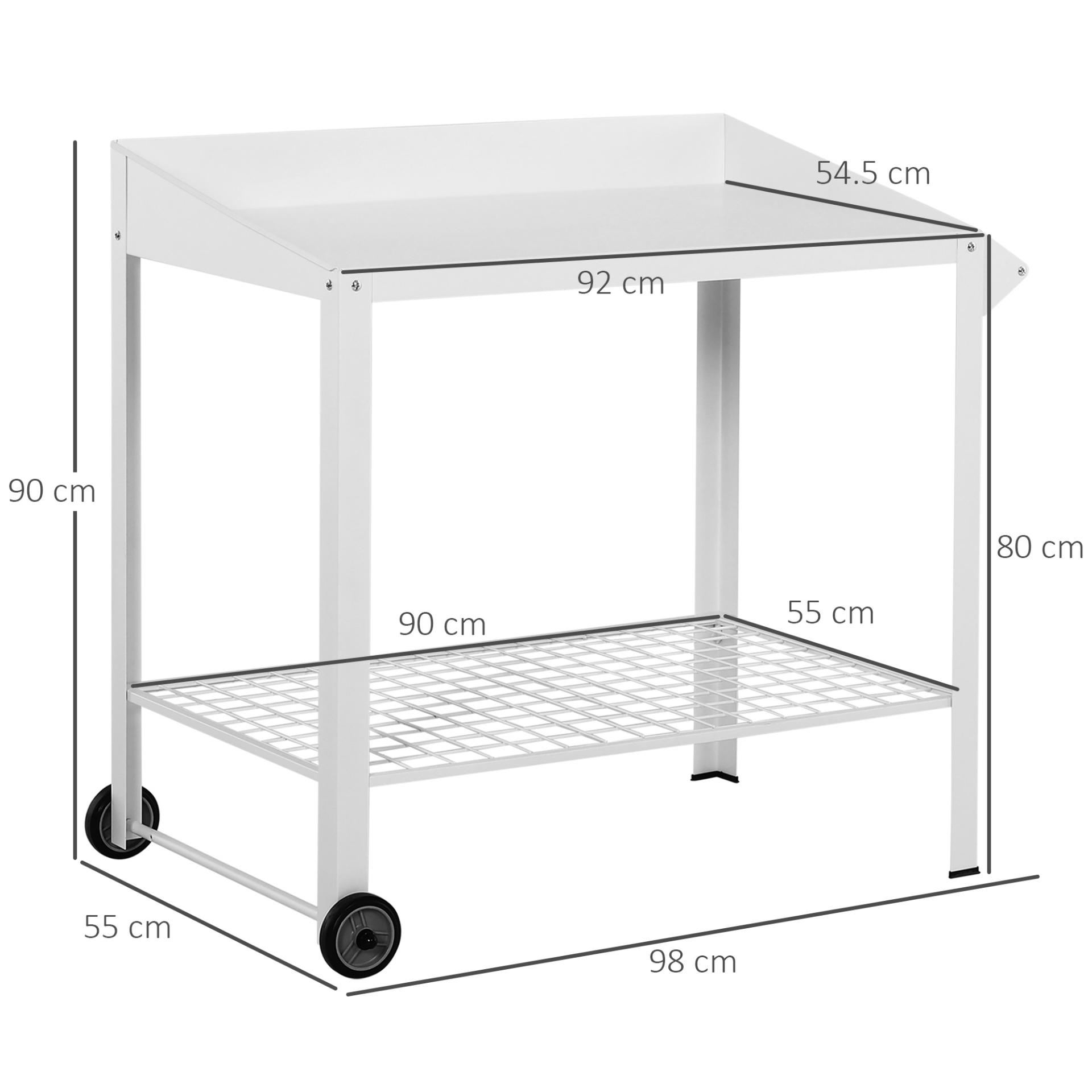 Garden Outdoor Metal Potting Table- White