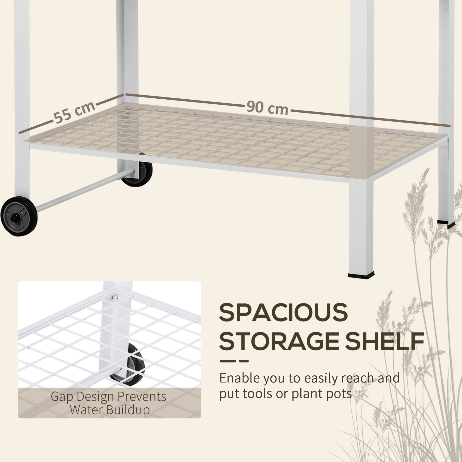 Garden Outdoor Metal Potting Table- White