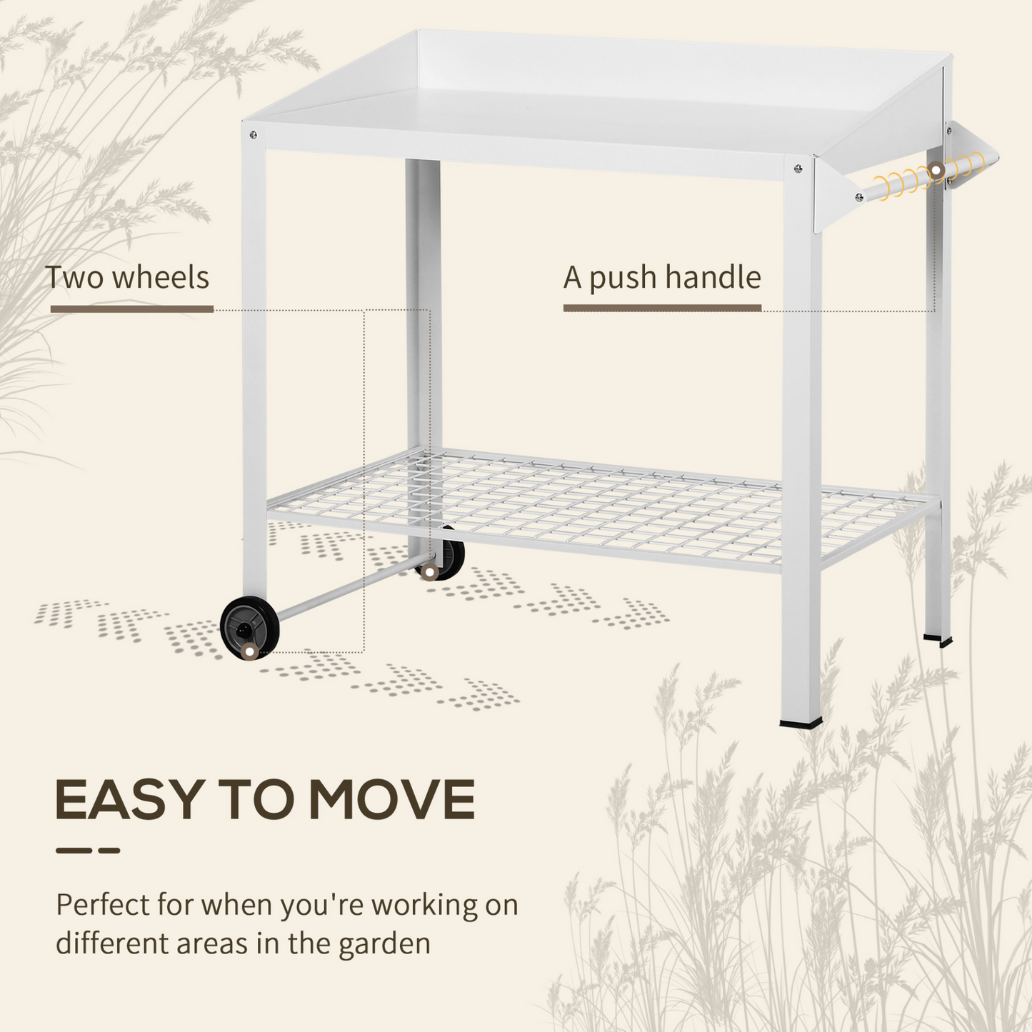 Garden Outdoor Metal Potting Table- White