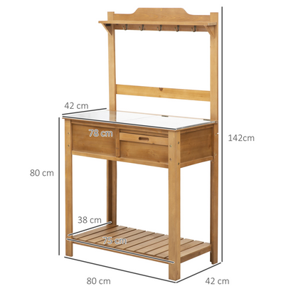 Wooden Spacious Garden Potting Table with Large Storage Space