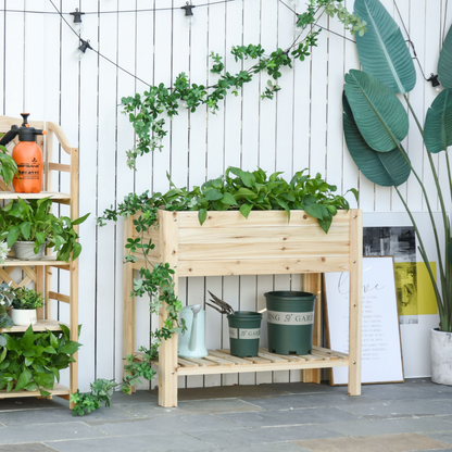 Wooden Raised Garden Bed Plant Stand 100 x 40 x 84cm