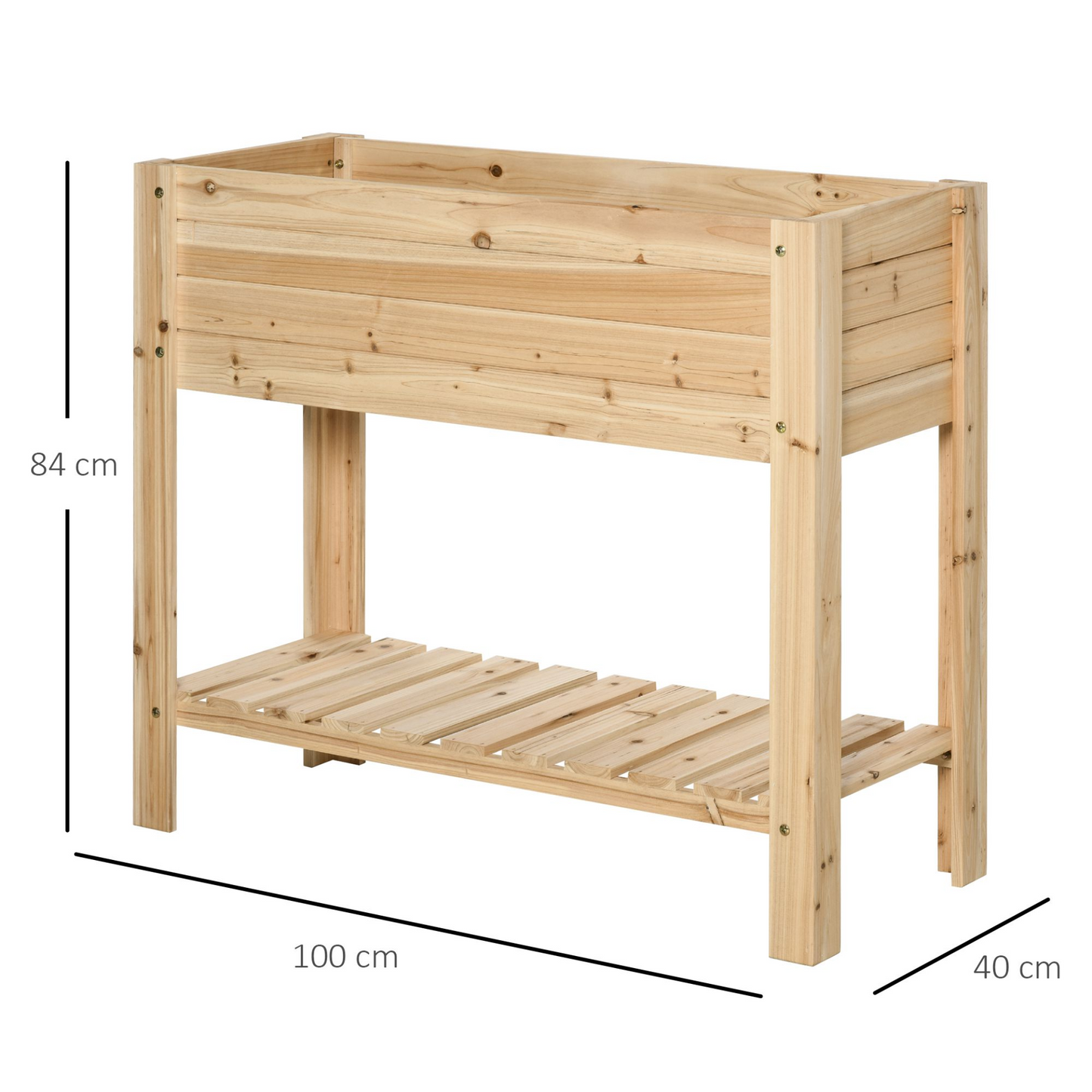 Wooden Raised Garden Bed Plant Stand 100 x 40 x 84cm