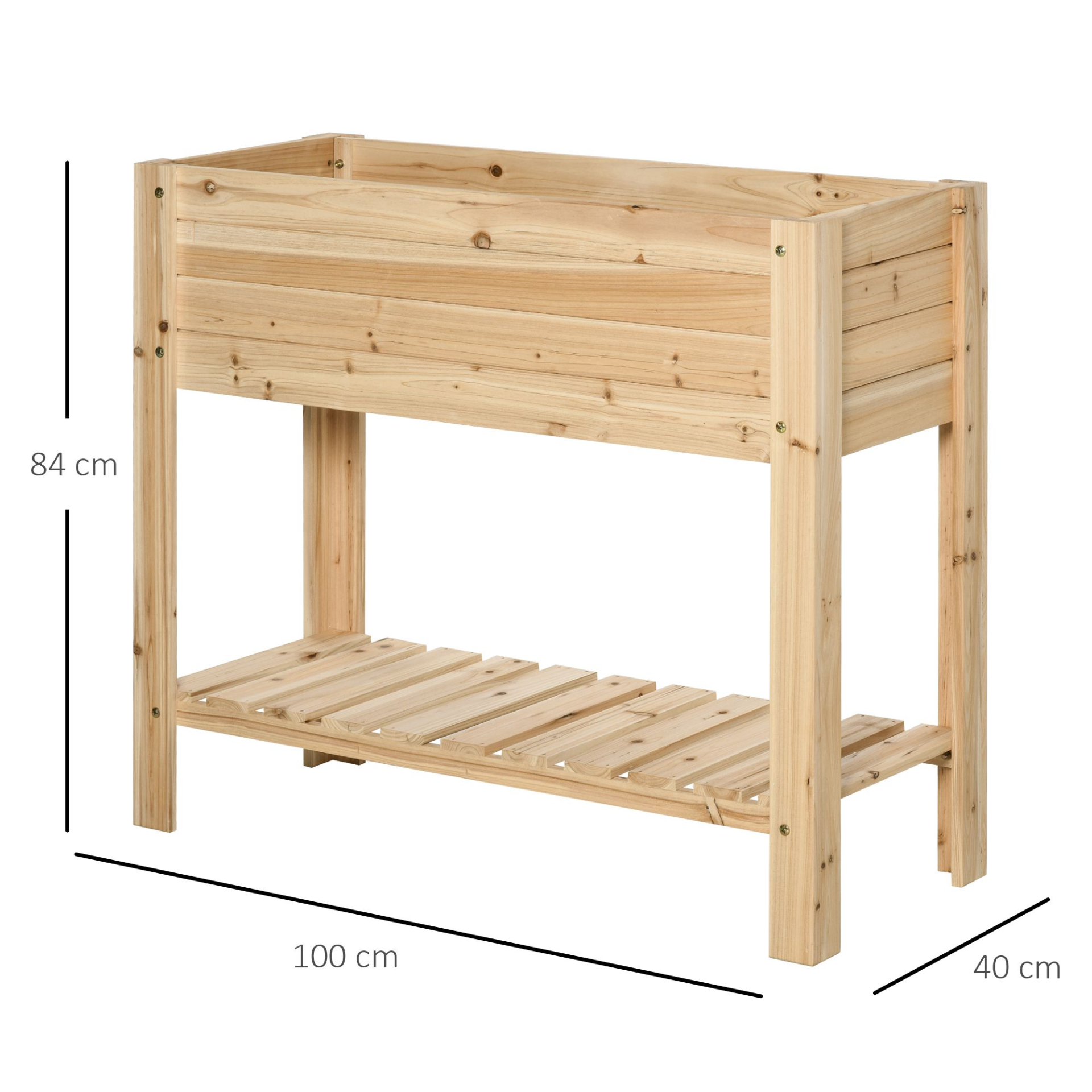 Wooden Raised Garden Bed Plant Stand 100 x 40 x 84cm