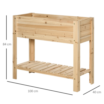 Wooden Raised Garden Bed Plant Stand 100 x 40 x 84cm