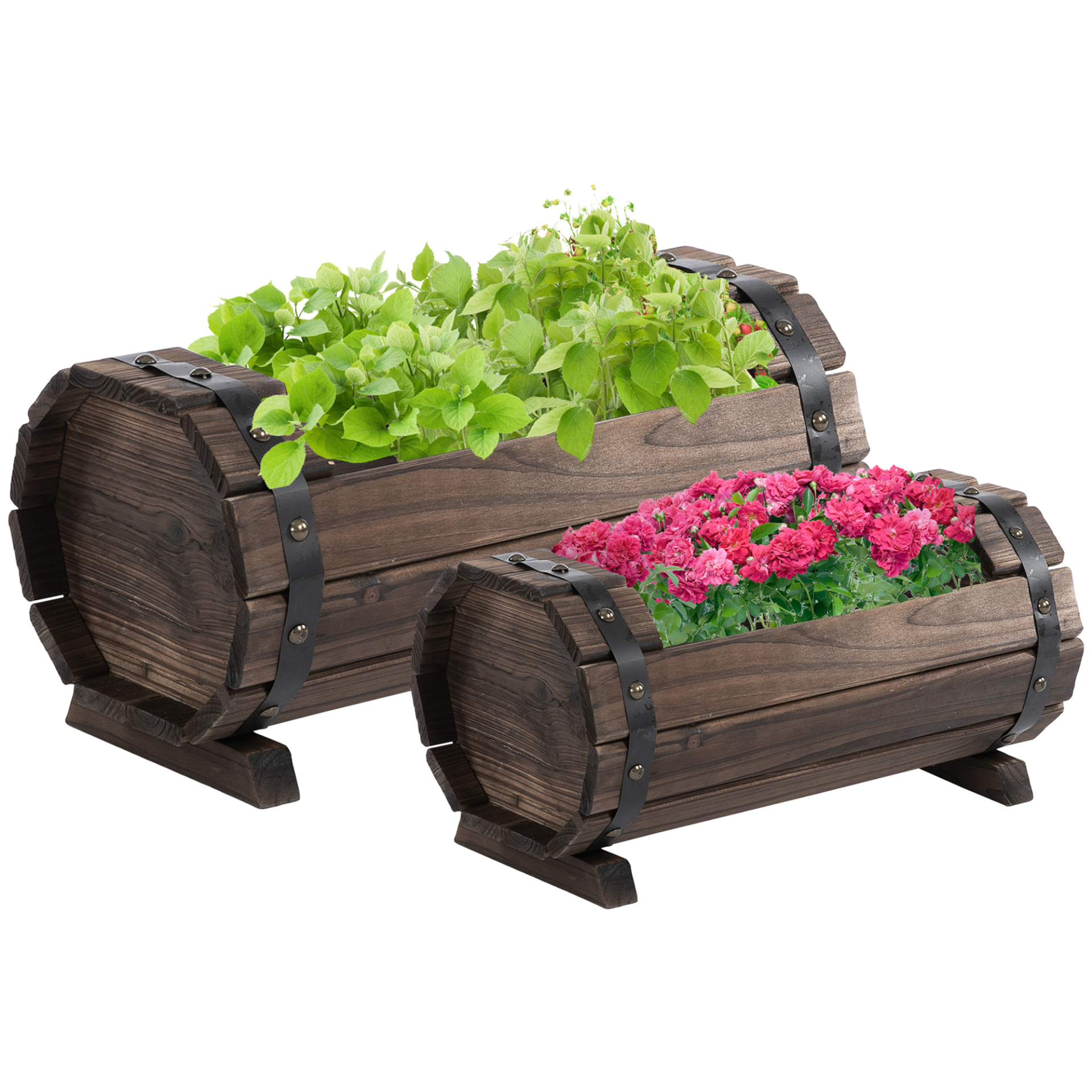  2PCs Wooden Planters