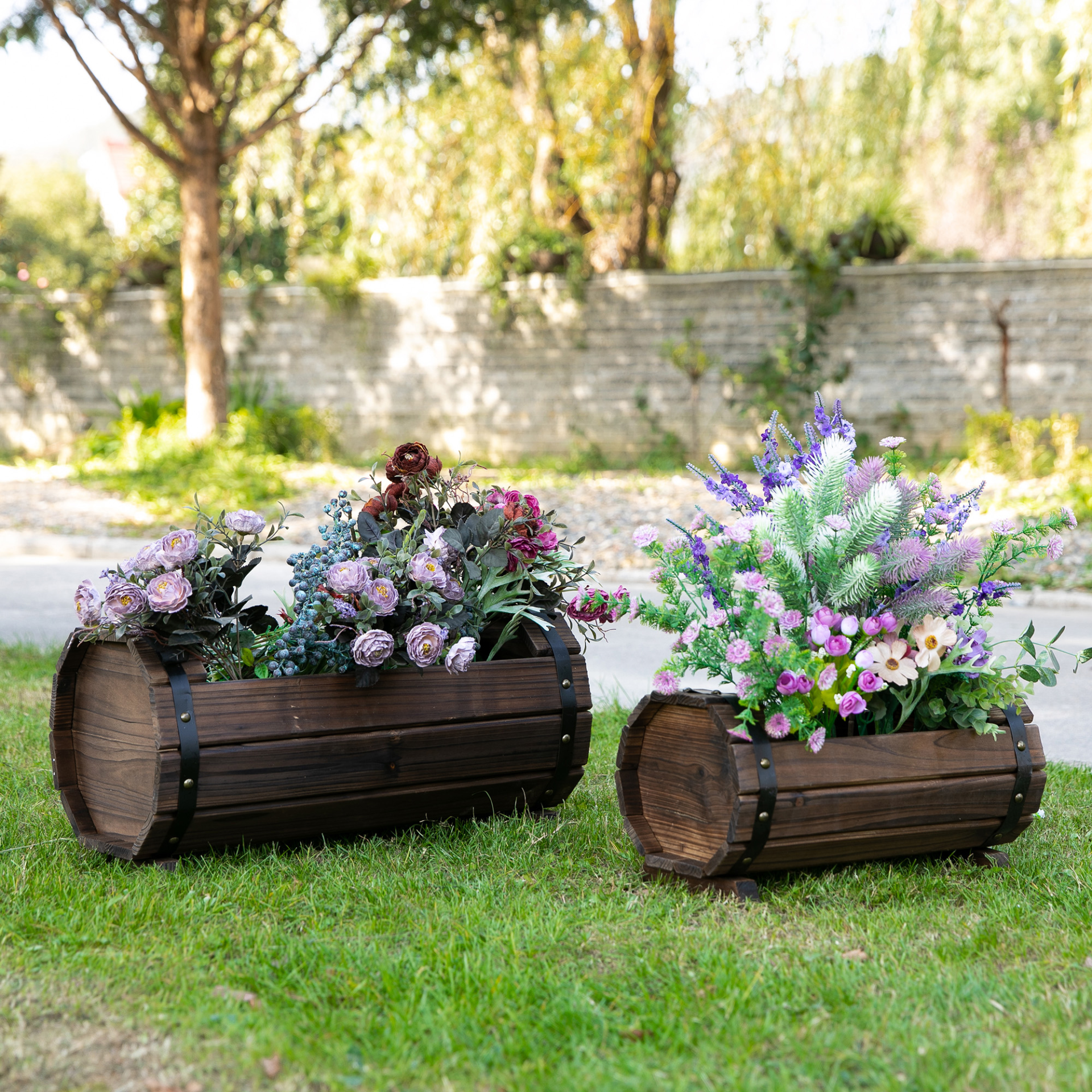  2PCs Wooden Planters