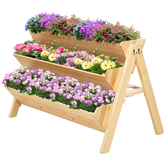 3 Tier 142L Wooden Garden Raised Bed