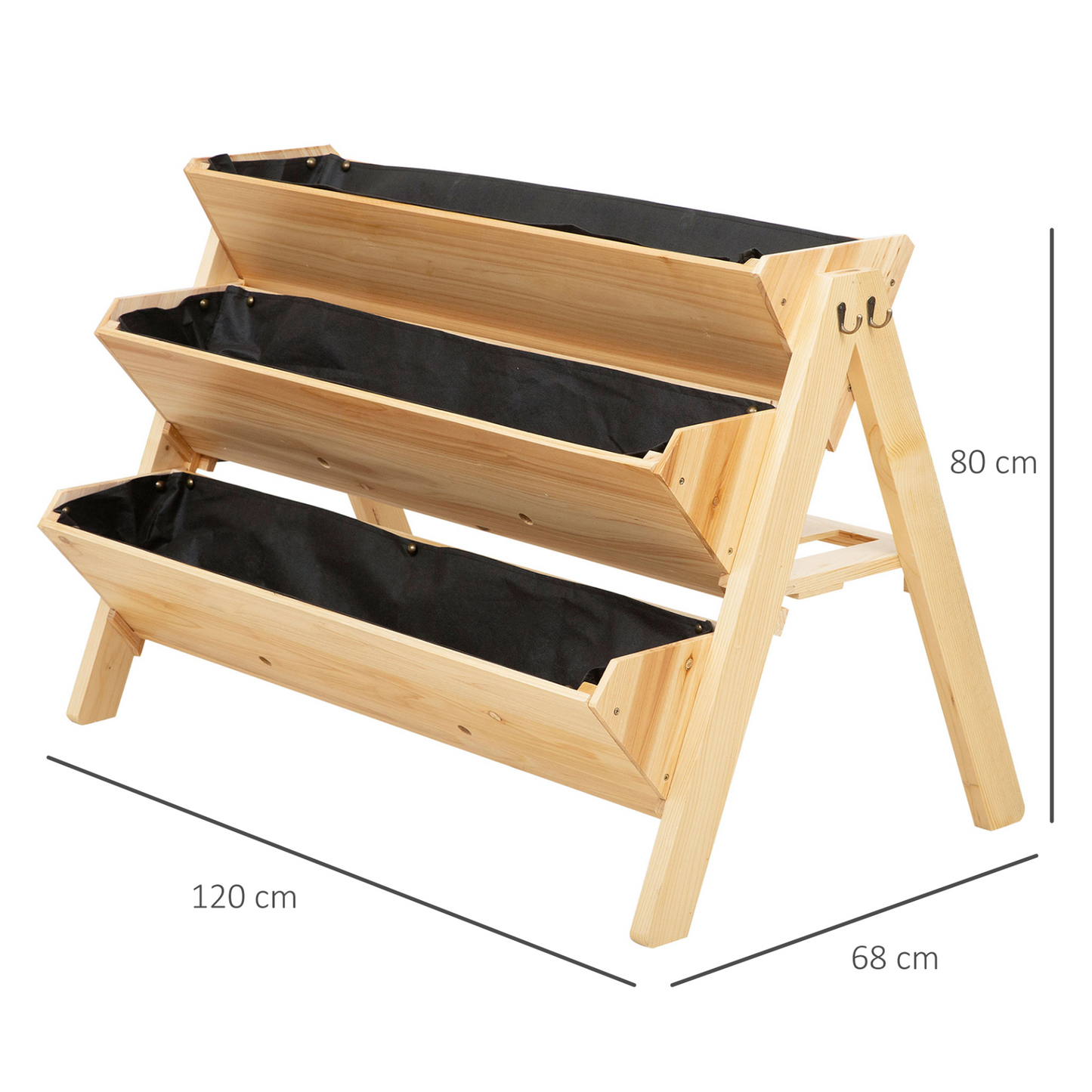 3 Tier 142L Wooden Garden Raised Bed