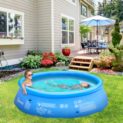 Blue Inflatable Swimming Pool Family-Sized 274cm x 76cm