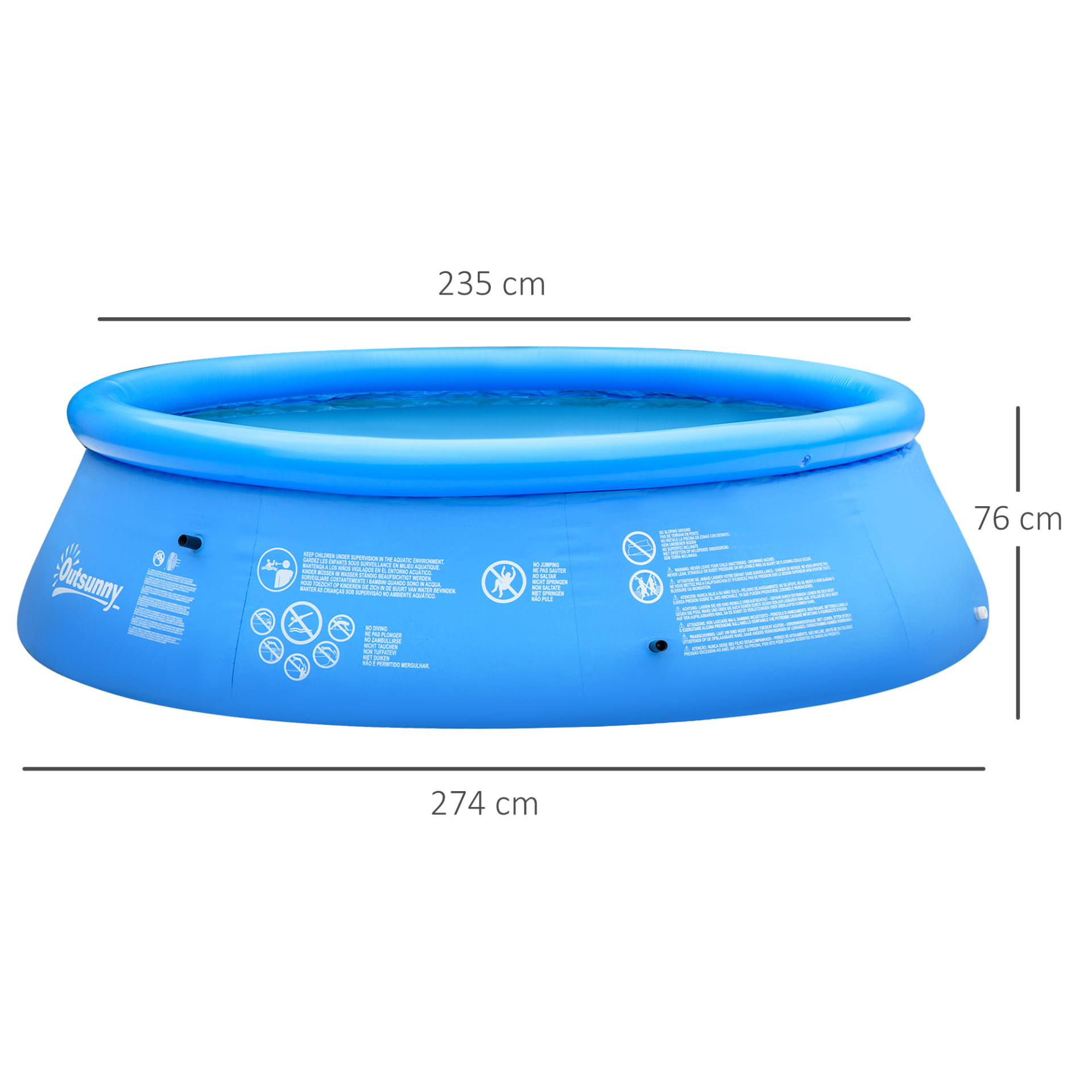 Blue Inflatable Swimming Pool Family-Sized 274cm x 76cm