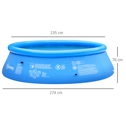 Blue Inflatable Swimming Pool Family-Sized 274cm x 76cm