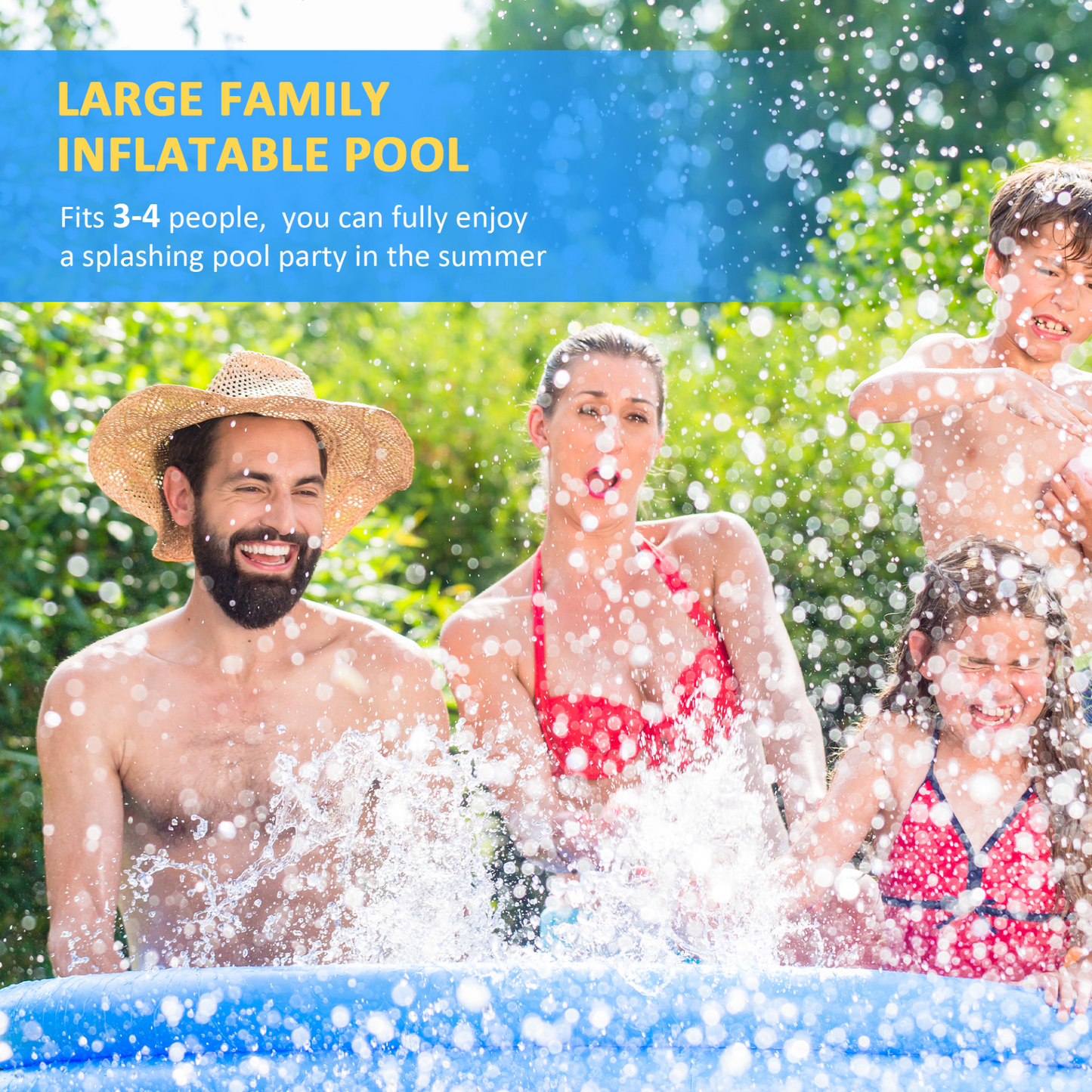 Blue Inflatable Swimming Pool Family-Sized 274cm x 76cm