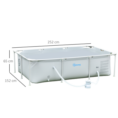 Steel Frame Pool with Accessories 252 x 152 x 65cm, Grey