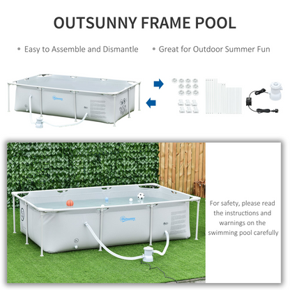 Steel Frame Pool with Accessories 252 x 152 x 65cm, Grey